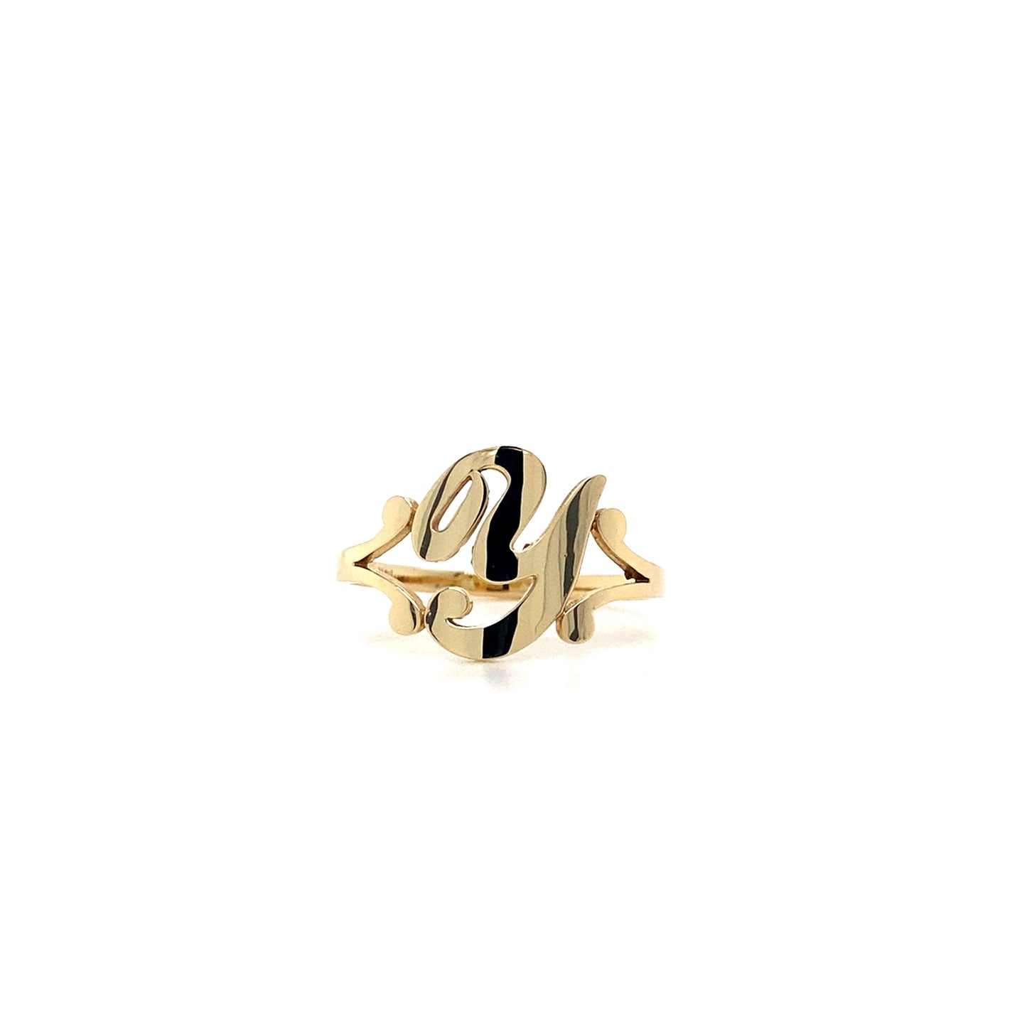 14K Yellow Gold Y Initial Ring