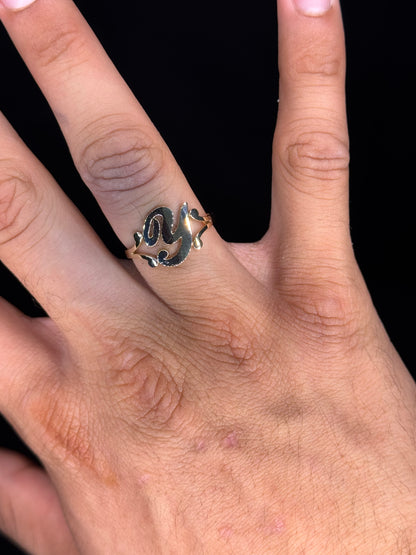 14K Yellow Gold Y Initial Ring