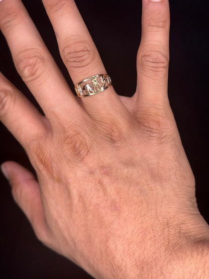 14K Tri-Color Lucky 13 Ring
