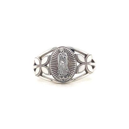 14K White Gold Virgin Mary Ring