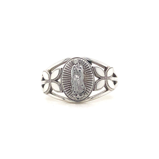 14K White Gold Virgin Mary Ring