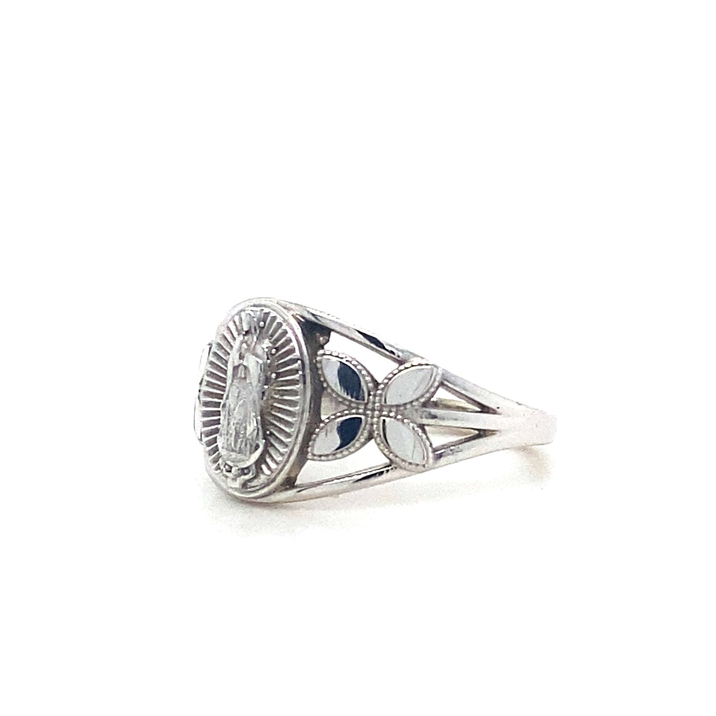 14K White Gold Virgin Mary Ring
