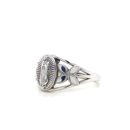 14K White Gold Virgin Mary Ring