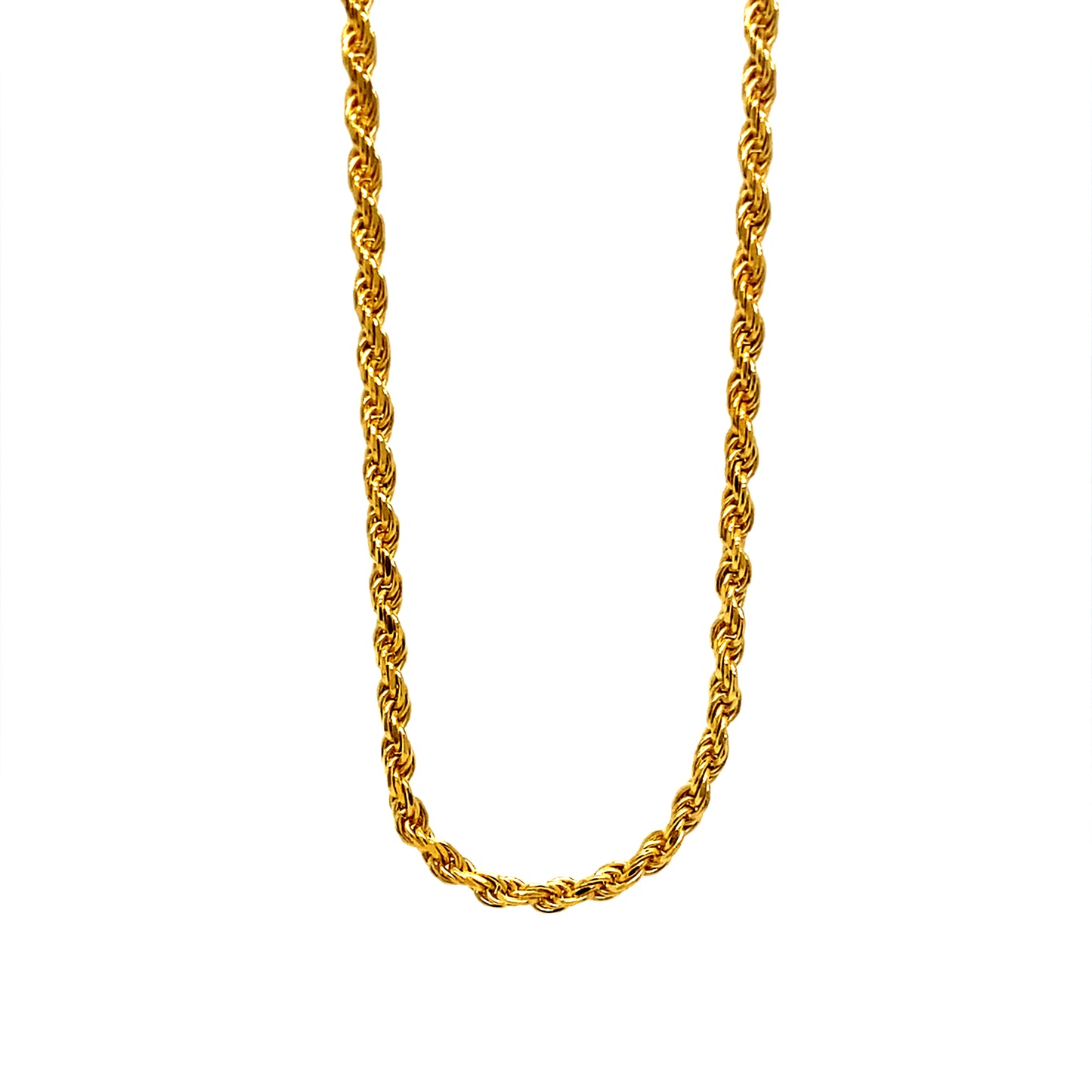 2MM 24” Gold Plated Rope Chain In 925 Sterling Silver