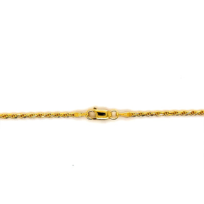 2MM 24” Gold Plated Rope Chain In 925 Sterling Silver