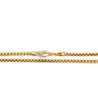 14K Yellow Gold 2MM 20” Semi Solid Round Box Chain Necklace