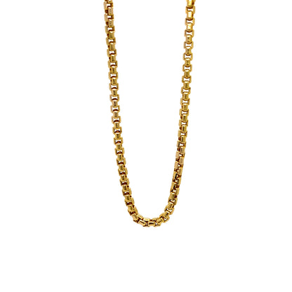 14K Yellow Gold 2MM 20” Semi Solid Round Box Chain Necklace