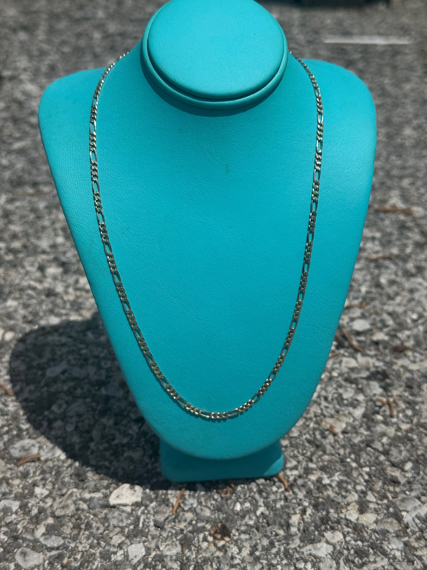 14K Tri Colored Solid 2MM 16” Figaro Link Chain Necklace