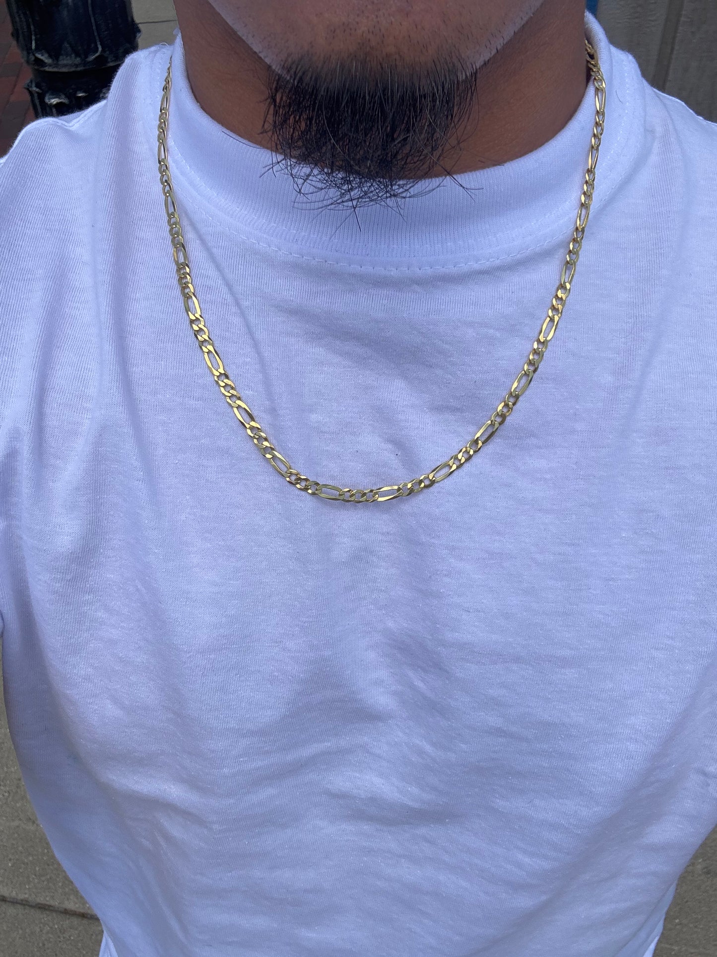 24” 5MM Gold Plated Figaro Chain In 925 Silver