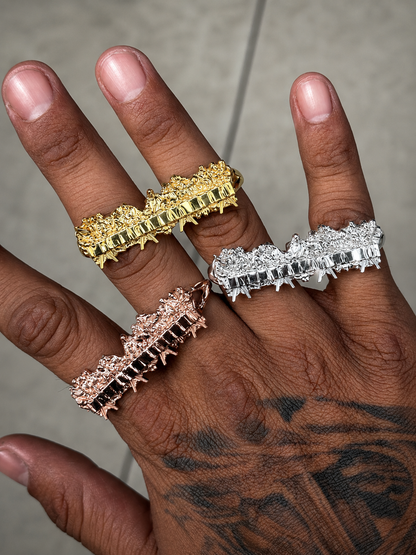 925 Silver Last Supper Double Finger Ring