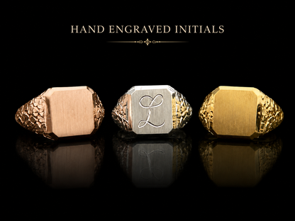 925 Silver Initial Signet Ring