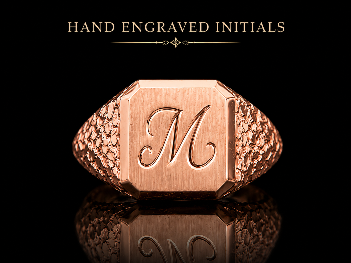 925 Silver Initial Signet Ring