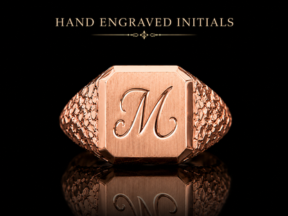 925 Silver Initial Signet Ring