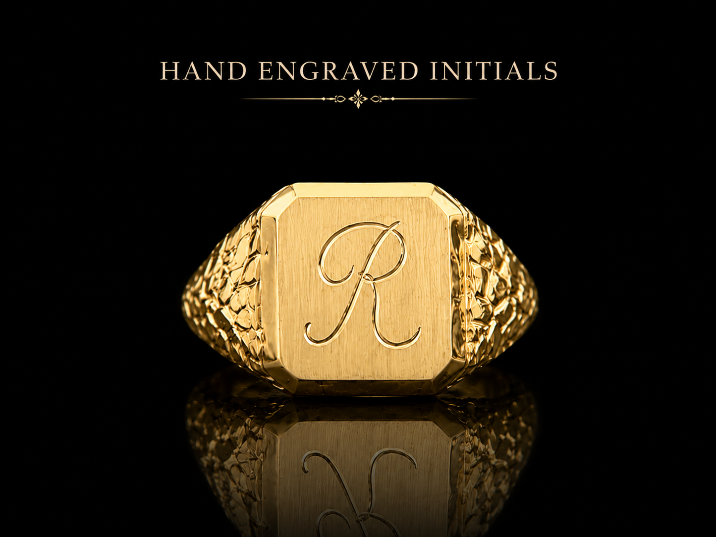 925 Silver Initial Signet Ring