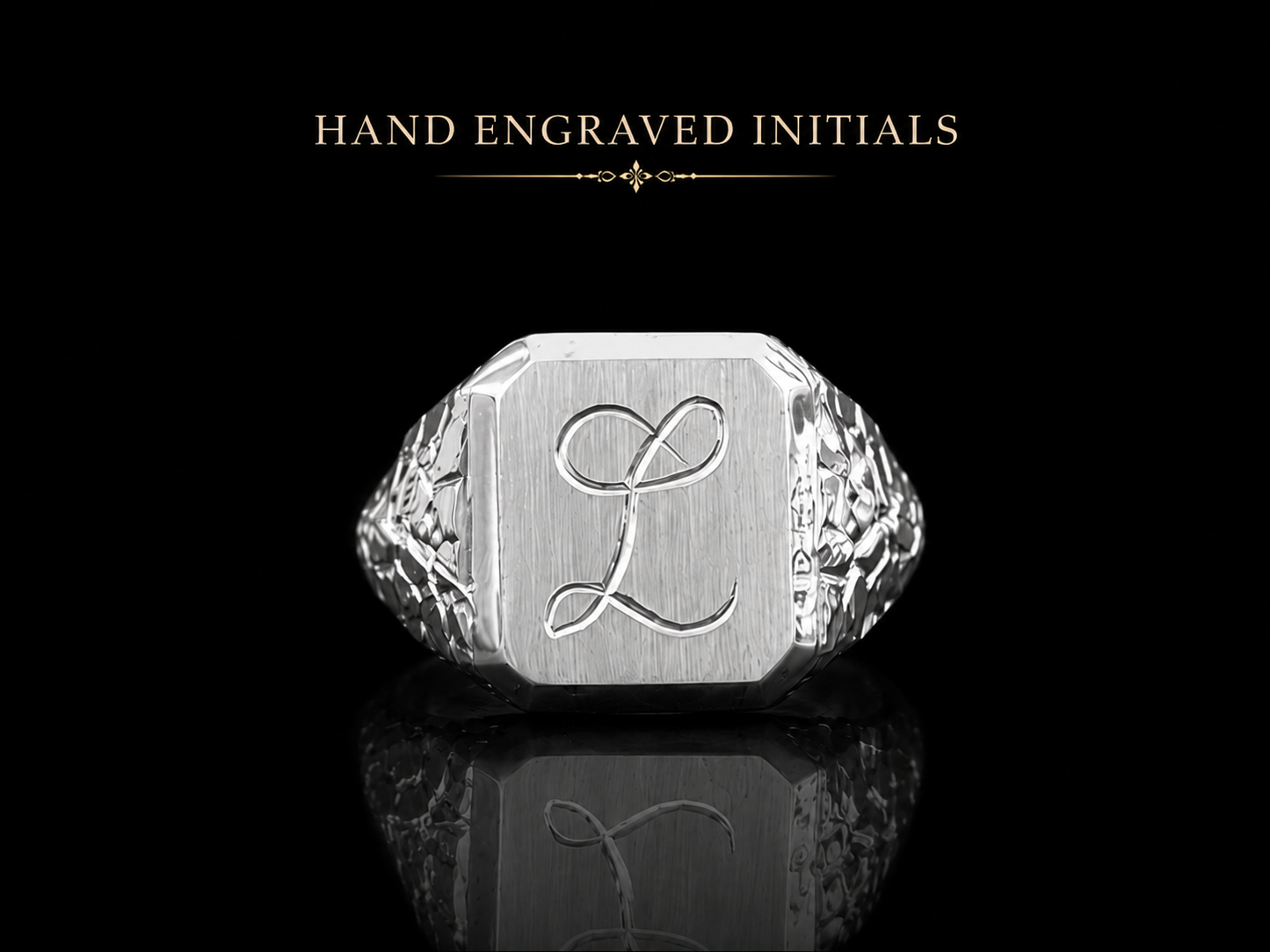 925 Silver Initial Signet Ring