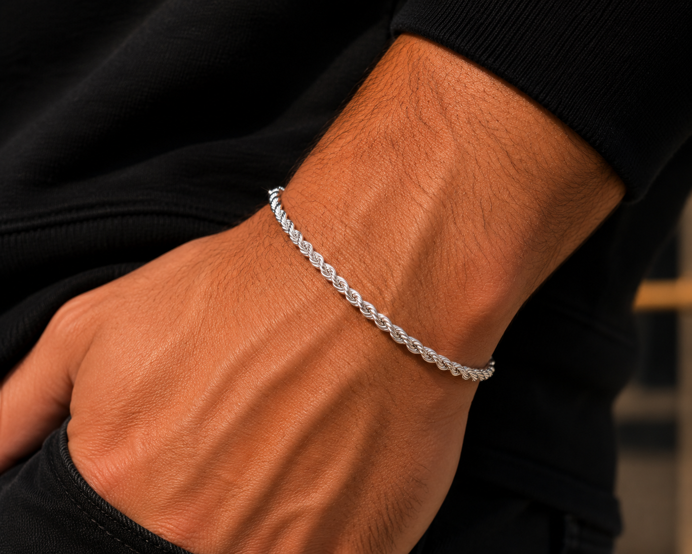 925 Sterling Silver 2.5MM Rope Chain & Bracelet