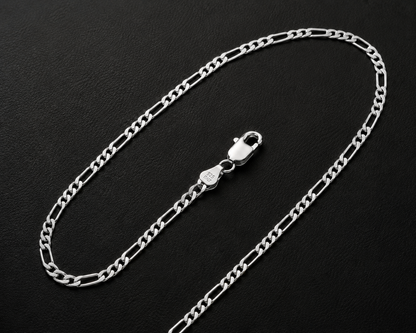 925 Sterling Silver 2MM Figaro Chain & Bracelet