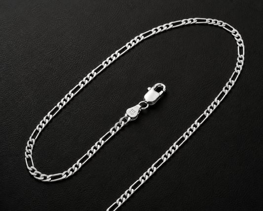 925 Sterling Silver 2MM Figaro Chain & Bracelet