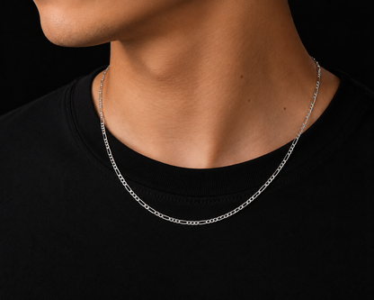 925 Sterling Silver 2MM Figaro Chain & Bracelet