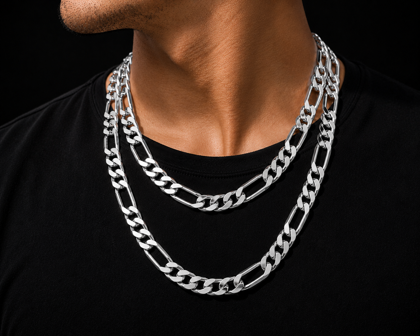 925 Sterling Silver 14MM Figaro Chain & Bracelet