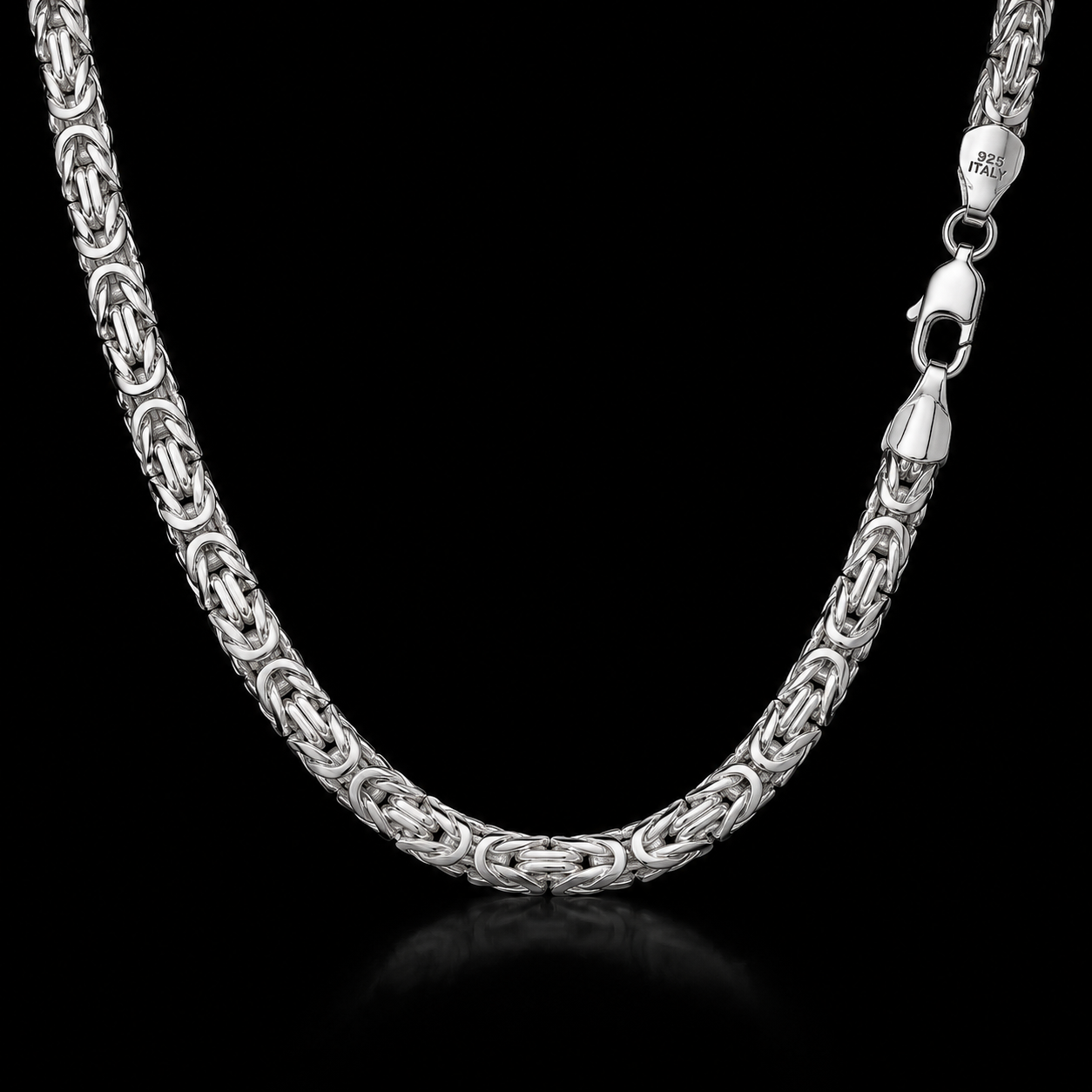 925 Sterling Silver 3.5MM Diamond Cut Square Byzantine Chain & Bracelet
