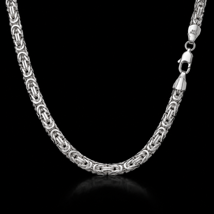 925 Sterling Silver 3.5MM Diamond Cut Square Byzantine Chain & Bracelet