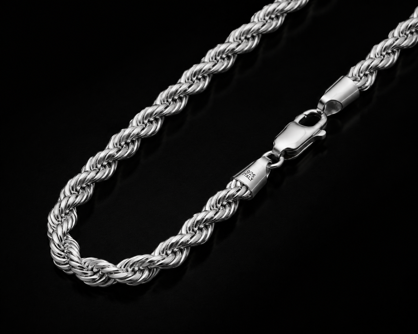 925 Sterling Silver 8MM Hollow Rope Chain