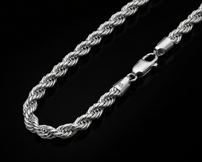 925 Sterling Silver 8MM Hollow Rope Chain