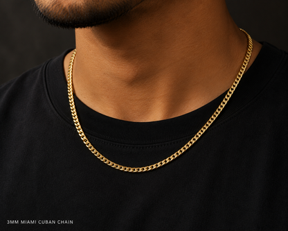 925 Sterling Silver 3MM Miami Cuban Chain & Bracelet