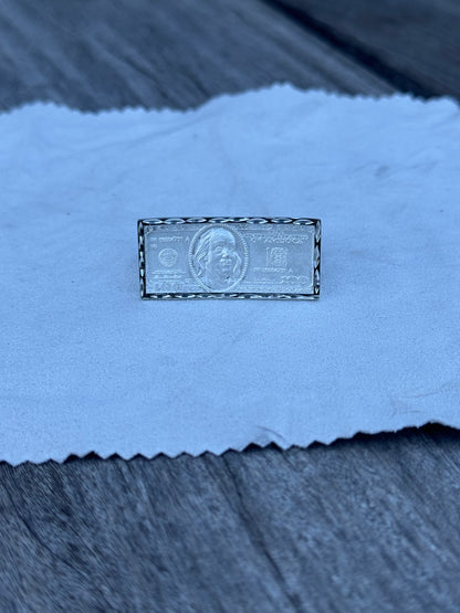 925 Silver Double Finger 100$ Bill Ring