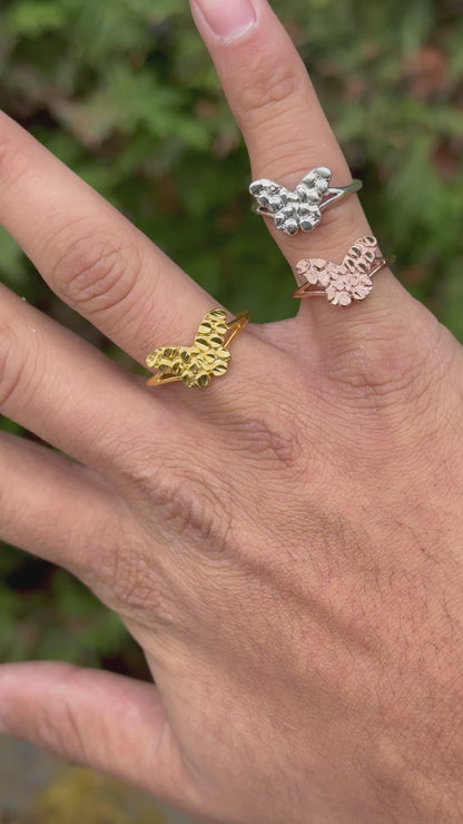 925 Silver Butterfly Nugget Ring