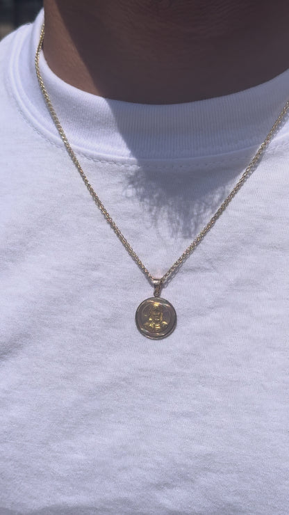 14K Tri Colored Jesus Medallion Pendant (20.73MM x 17.96MM)
