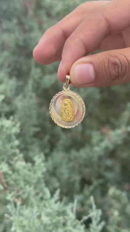 14K Multi-Color Virgin Mary Pendant