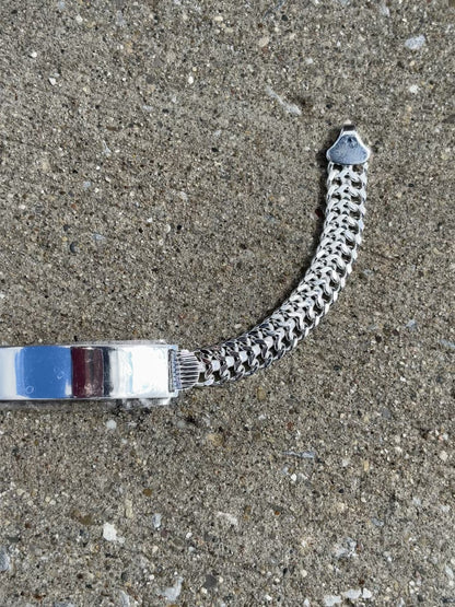 925 Sterling Silver 9MM 8” Double Curb Link ID Bracelet
